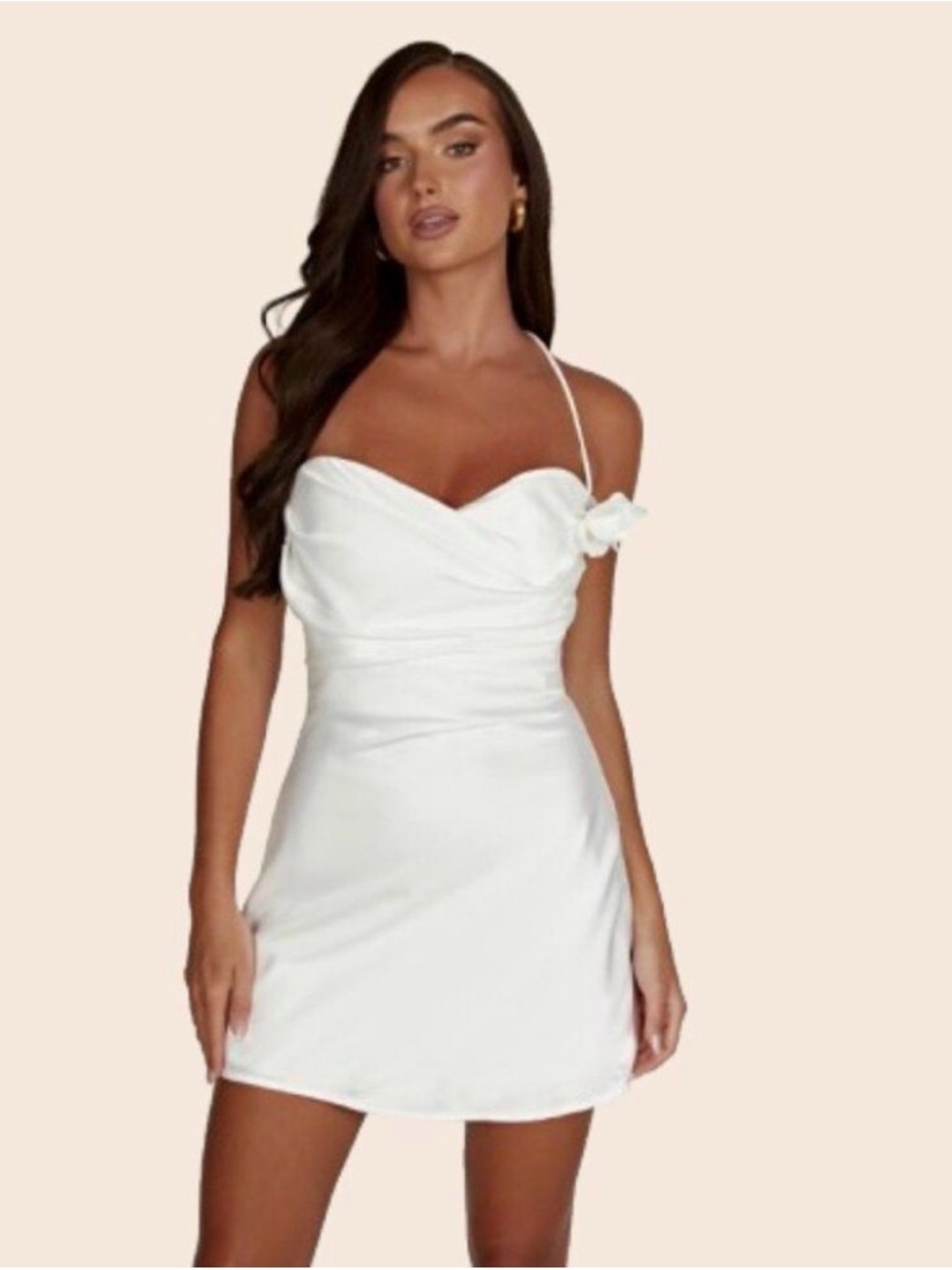 Meshki Otillie Rose Halter Mini Dress in White Size S